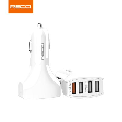 China 3A Output Recci New 4 Ports USB Car Phone Charger Qualcomm 3.0 Fast Charging New Fast Charging For Mobile Phone,iPhone,Samsung,Xiaomi for sale