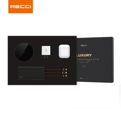 China Reeci Modern Luxury 7 in 1 Gift Box Sets Accessories Commercial Office Electronic Mobile Gift Sets with Power Bank, Earphone, Cable for sale