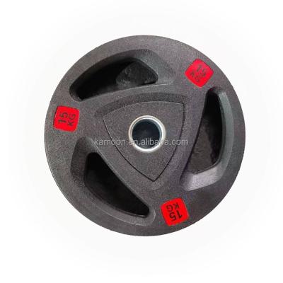 China Universal Factory Direct Supplier Fitness equipment Black Three Hole Rubber Coating Weight Plate for sale