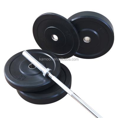 China Universal Commercial Household Gym Free Strength Fitness Weightlifting Weight Plate Black Rubber Barbell Plate for sale