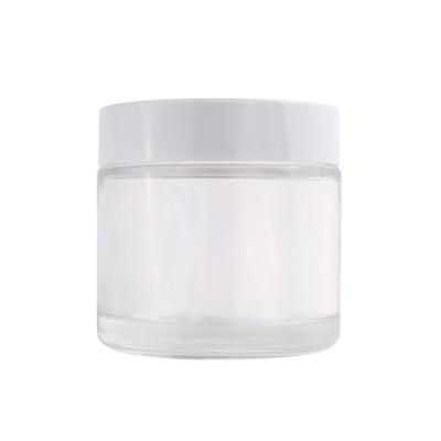 China 100ml 120ml Personal Care Face Mask Cream Packaging Glass Bottle Set Personal Clear Transparent Custom Cosmetic Jar With White/Black Lip for sale