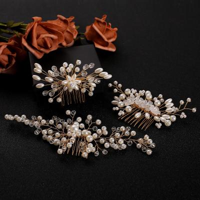 China Hair jEWELTY Wedding Bridal Hair Women Crystal Hair Comb Flower Pearl Headpiece Ornaments Jewelry Hair Accessories For Bridal for sale