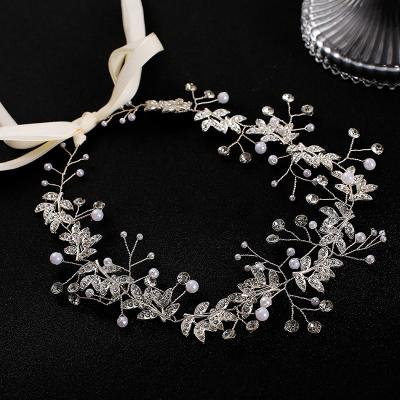 China JEWELTY best sales pearl bridal headpiece wedding hair headpiece leaf vine style bridal hair accessories handmade for sale