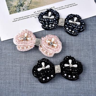 China European and American style beaded big bow fashion Crystal Rhinestone Pearl Jewelry Accessory for hair clips pins for sale