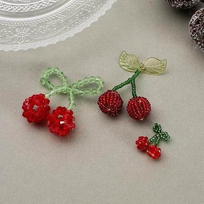 China New design Cherry Shape Jewelry Accessory European and American style Crystal beaded Cherry For Earring Brooch Making for sale