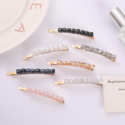 China Hot Sale Environmental Friendly Bling Crystal Hair Clip Custom Single Row Crystal Hairpin For Women for sale