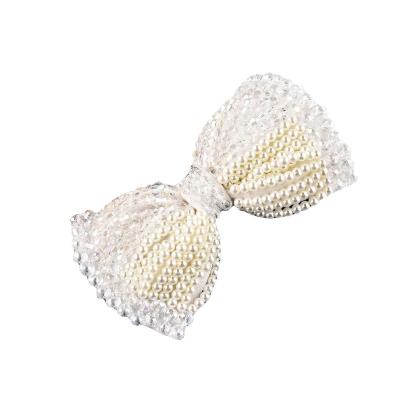 China Non Woven Fabric China Factory Wholesale Pearl Crystal Bow Exquisitely Designed Ladies Hair Clips for sale