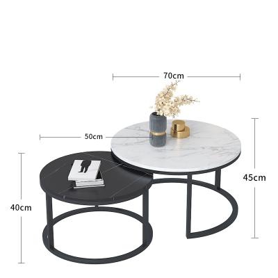 China Small family metal coffee table combination (height) tea 2021 modern simple round adjustable Table living room for sale