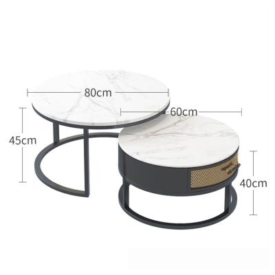 China (Size) China Wholesale Price Adjustable Modern Luxury Round Marble Gold Legs Center Top Coffee Table With Drawer for sale