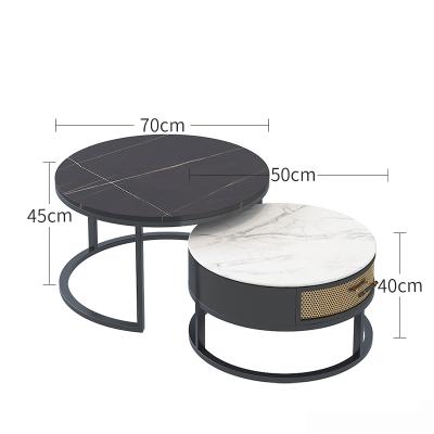 China Modern affordable luxury round marble coffee table minimalist combination (height) new adjustable good furniture for sale