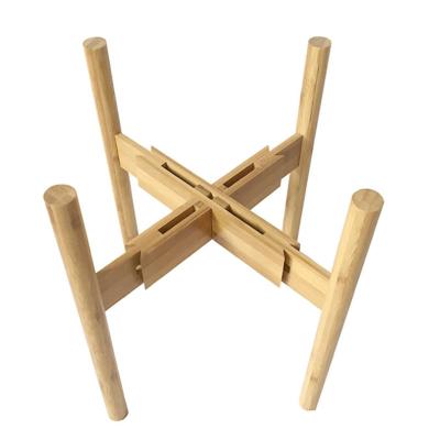 China Modern Portable Wood Plant Stand Flower Storage Shelf Living Room Stand Table Top Natural Bamboo Plant Stand for sale