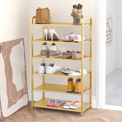 China (Size)Adjustable Multilayer Metal Shoe Rack Entryway Shoe Rack Customized Online Modern Salon Shoe Rack for sale