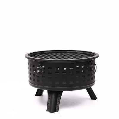 China BBQ OEM Round Firepit Steel Patio Heater Outdoor with Pit Tools Black Wood Burning Metal Fire Pit Garden Chimney Stand Fire Pit for sale