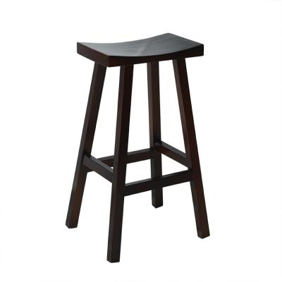 China Contemporary Solid Wood Wooden Saddle Seat Height Stool Counter Stool 24 Inch Height Chairs Bar Chairs With Foot Plate for sale