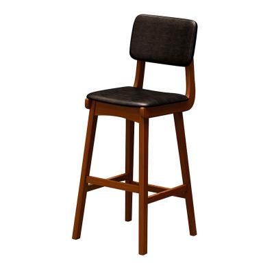 China Creative Style Oak Wooden Bar Chair Furniture Bar Chair PU Contemporary Nordic Leather Household Bar Stool Umpire Chair For Kitchen for sale