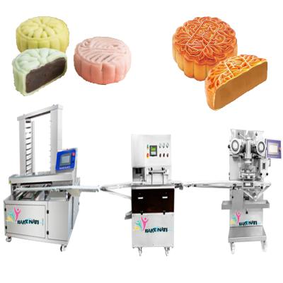 China Automatic encrusting stamping and factory commercial mooncake tray arranging machine assembly line for sale