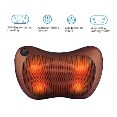 China P-005 Car Relaxation Massage Pillow Vibrator Home Dual Use Shoulder Back Heating Infrared Therapy Pillow Shiatsu Neck Kneading Massager for sale