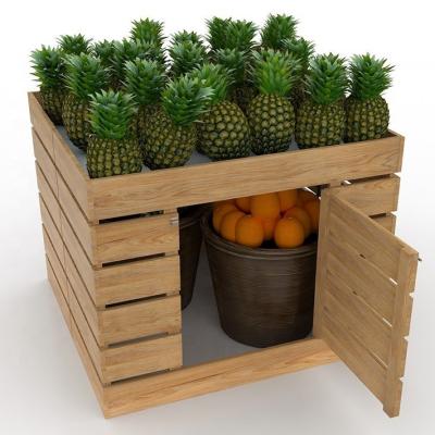 China Single sided foldable wood display rack for vegetable and fruit wood display rack for sale