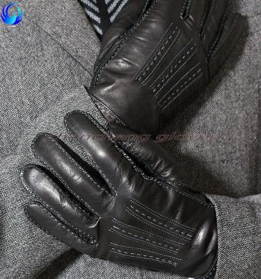 China Touch Screen Fashion Mens Thinsulate Lined Gray Sheepskin Leather Touch Gloves for sale