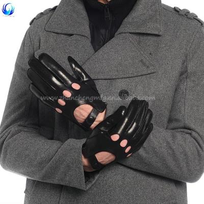 China Cheap Mens Fashion Black Short Full Fingers Sheepskin Training Leather Gloves for sale