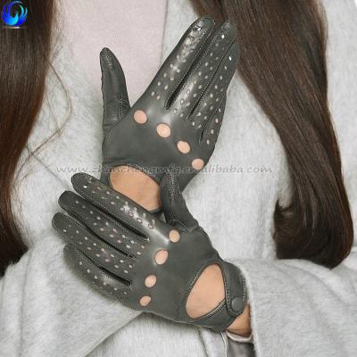 China Cheap 2016 fashion ladies finger warm gray full sheepskin unlined training leather gloves for sale