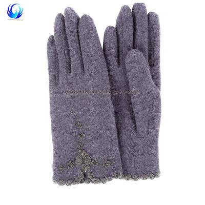 China Very soft and warm cute ladies fashion woolen hand gloves with 100% cashmere lined for sale