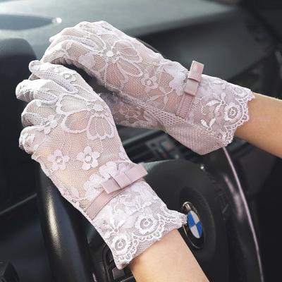 China Custom Sunscreen Ladies Summer Workout Driving Anti Ultraviolet UV-Protection Touch Screen Lace Gloves for sale