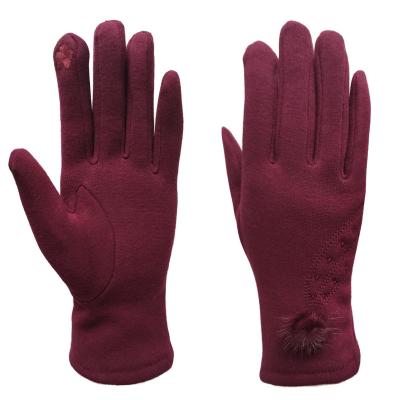 China Wholesale Simple Design Winter Ball Hair Rabbit Hair Velvet Touch Screen Women's Warm Russian Gloves for sale