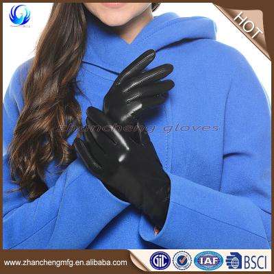 China Soft And Warm Women Super Soft Black Goatskin Leather Touch Serving Gloves for sale