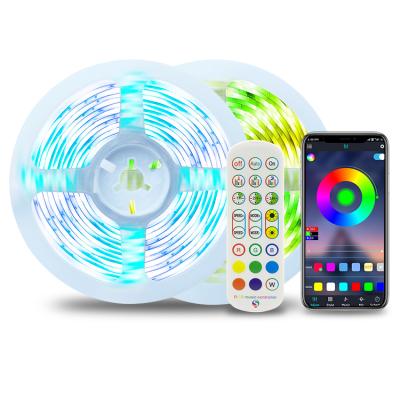 China Residential Music Changing Christmas 12V WIFI Bluetooth RGB Flexible Dreamy Color 5050 Smart Remote Control Led Strip Lights For Decoration for sale