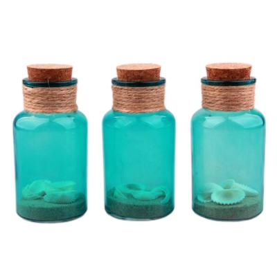 China Holiday decoration & Decorative Gift Shell Glass Jar Storage Bottle With Wide Mouth Bottle Glass Jar With Hemp Rope Project Arts&Crafts Jewelry for sale