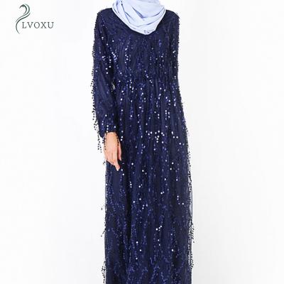 China Polyester Middle East Tassel Sequins Fashion and Leisure Islamic Clothing Tie Dye Muslim Kaftan for sale