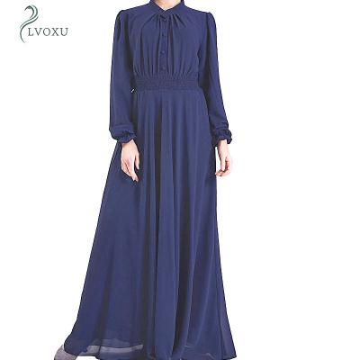 China Polyester Middle East Double Layer Chiffon Solid Color Casual Islamic Pattern Abaya New In Dubai for sale