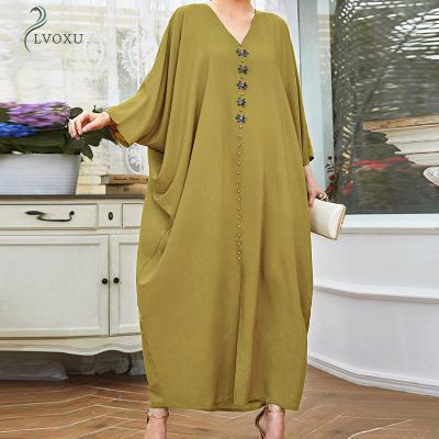 China Polyester Irregular Middle East Doll Sleeves Polyester Loose Islamic Clothing Muslim Abaya Dress for sale