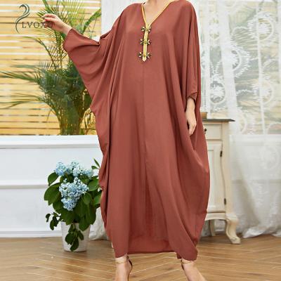 China Retro Solid Color Polyester Doll Sleeves Middle East Irregular Islamic Clothing Muslim Abaya Dress for sale