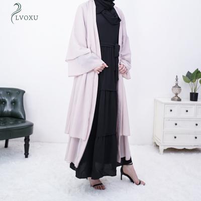 China Other Newest Jilbab Dubai Abayas 187# Arab Turkish Muslim Women Islamic Dress Single Color Chiffon Pray Abaya Dresses Eid for sale