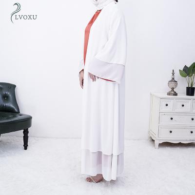 China Other high quality islamic white rose open front long dresses for muslim dress women for sale