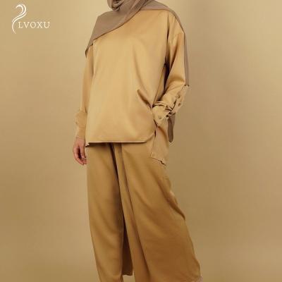 China Polyester Blended Polyester Spandex Long Sleeves Casual Islamic Clothing Muslim Abaya Dress for sale