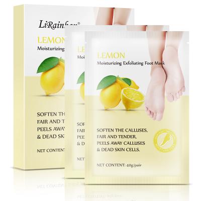 China Remove Cornea Thick Layers OEM Lemon Exfoliating Foot Mask Peeling Away Dead Skin Calluses Moisturizing Whitening Foot Mask for sale