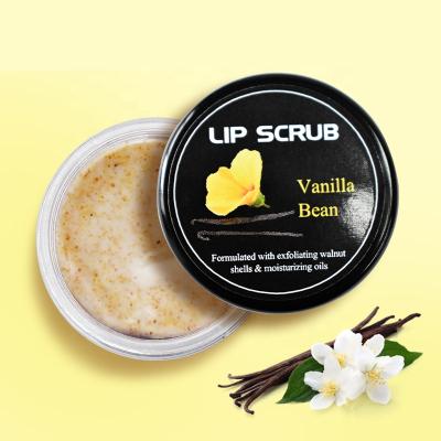 China OEM Personal Private Label Natural Sugar Scrub Vanilla Bean Lip Lip Scrub With Walnut Particle Exfoliator Moisturizer for sale