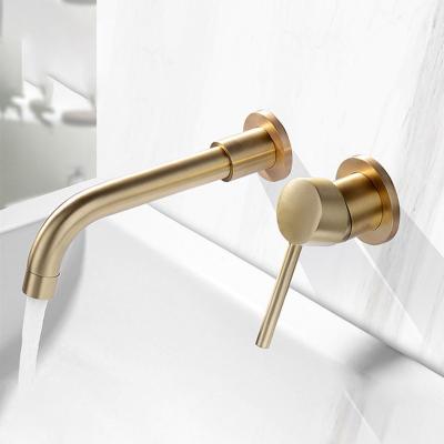 China Other Exposed Wall Mount Deck Mounted Antique Brass Brushed Gold Faucets Basin Faucet for sale