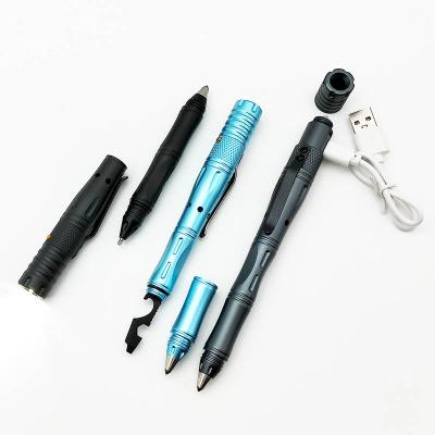 China New Product USB Rechargeable Tactical Self-defense Tactical Pen With Led Light Glass Breaker And Alarm System for sale