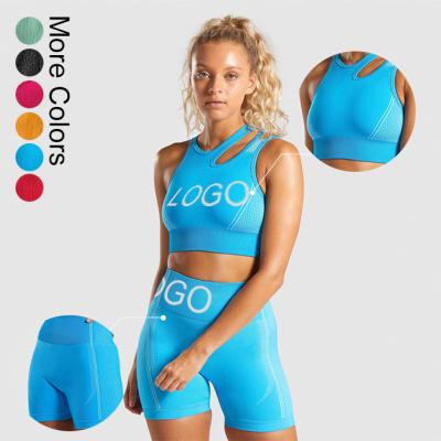 China JALOFUN Breathable 2 Pcs Breathable Workout Clothes Gym Wear Shorts Activewear Set Seamless Fitness Clothing for sale