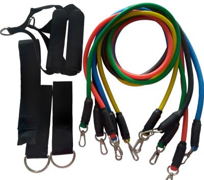 China High Elasticity And Good Durability Great Elasticity And Good Durability Fitness Exercise Tube 11 Pcs / Set Latex Resistance Bands Training Yoga Tubes With Carabiner Pull Rope for sale