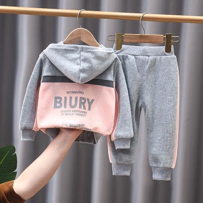 China Reflective Fabric Girls Spring Clothes OEM 2022 New Logo Reflective Hooded Sweater Zipper Two Piece Set for sale