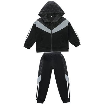 China Autumn New OEM Boys' Casual Cloth Two-Piece Suit Logo Reflective Jacket Zip Hooded for sale