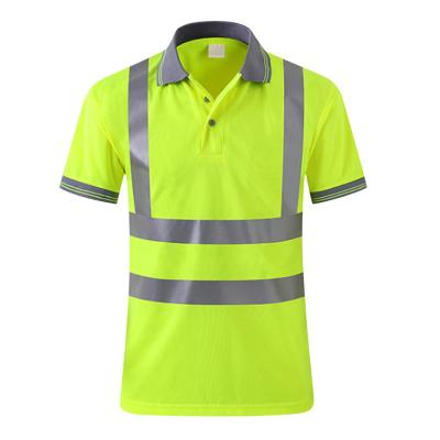 China New OEM Logo Traffic Anti-wrinkle 2022 Safety Apparel Lapel Fashionable Men's Workwear Reflective T-shirt for sale