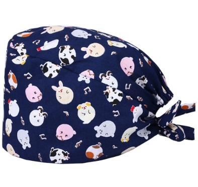 China Feature Cartoon Printes Oversized Surgical Hair Long Medical Scrub Hat With Buttons for sale