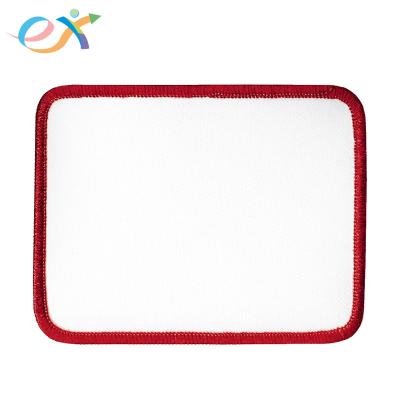 China Viable Custom You Own Hats Logo Embroidery Twill Fabric Iron On Blank Sublimation Patches for sale