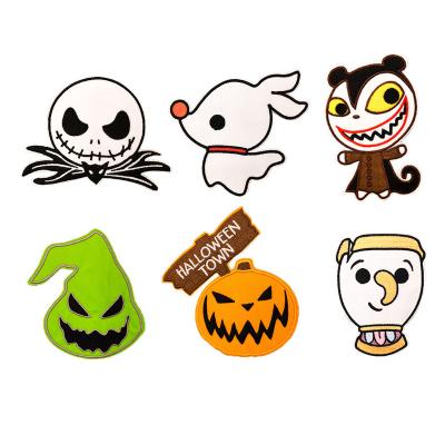 China Other Custom Wholesale Stock Embroidered Pumpkin Halloween Iron On Patches for sale